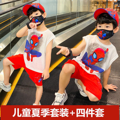男童夏装套装2021新款儿童装帅气蜘蛛侠短袖夏天韩版运动洋气潮服