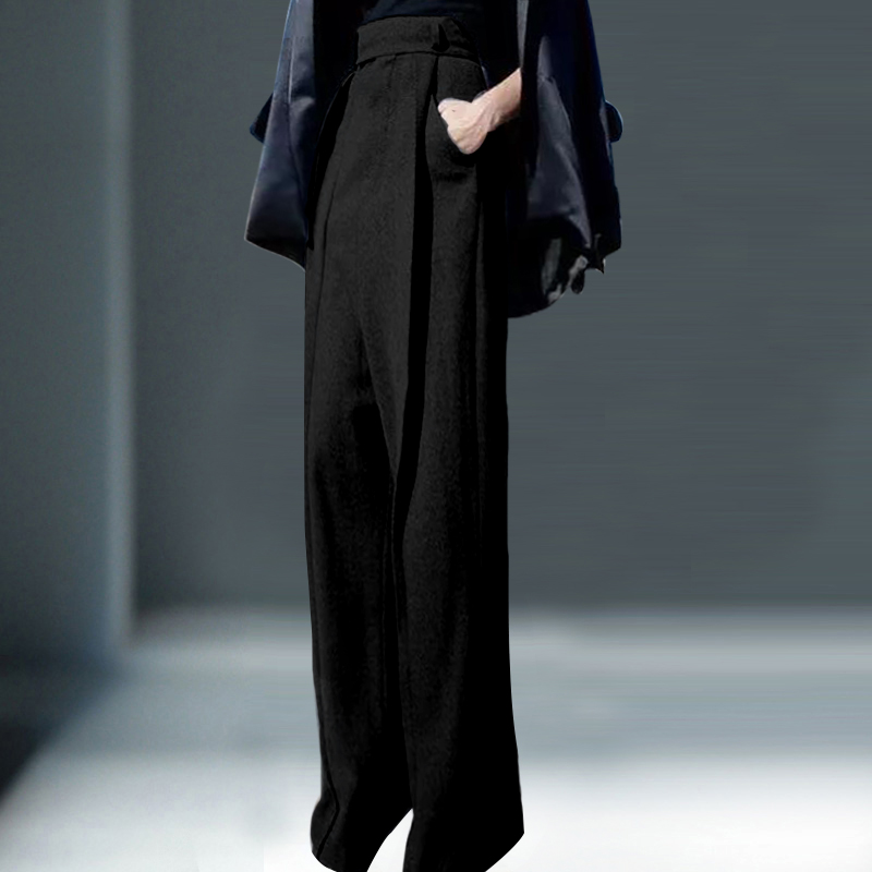 Grandfather BlackEuropean station Autumn clothes new pattern Wool Wide leg pants OL Straight pants Nizi 2020 High waist Hong Kong version Long leg pants female tide