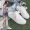 2017 mới nhỏ giày trắng nữ ruy băng mùa hè giày vải thoáng khí học sinh Giày lười Hàn Quốc nửa hoang dã kéo giày trắng - Plimsolls