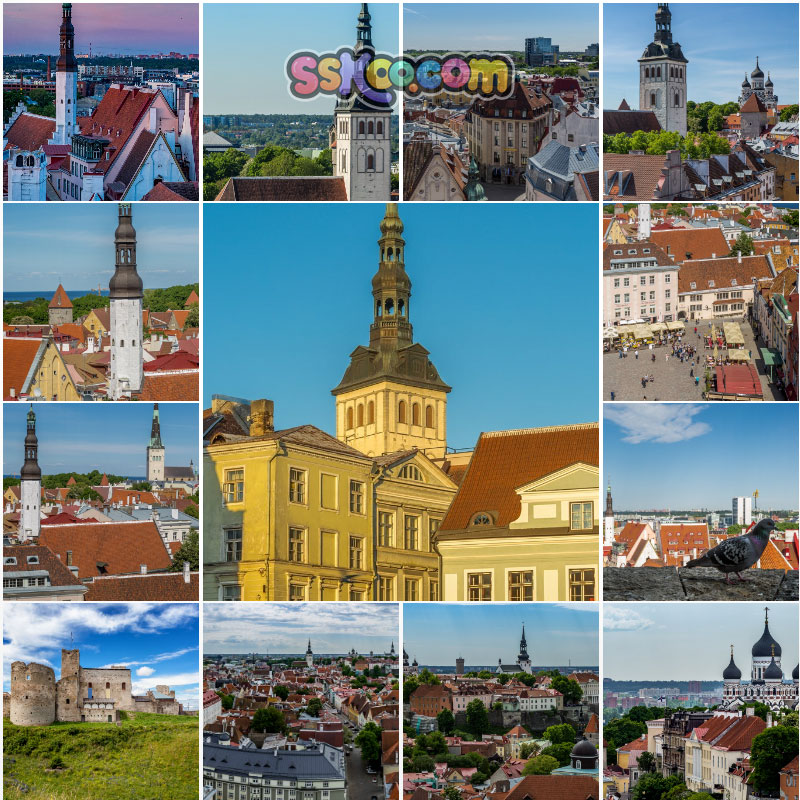 高清JPG素材爱沙尼亚风景建筑图片塔林中世纪古城街景北欧洲摄影