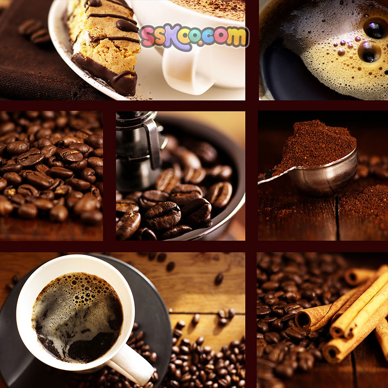 咖啡豆咖啡场景高清JPG摄影特写照片4K壁纸背景图片插图设计素材