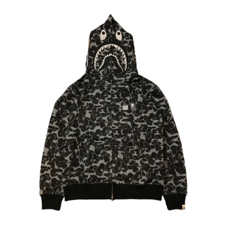 Grey & Annual ExclusiveChaopai ins Go through Genuine BAPE loose coat shark camouflage Luminous Sweater men and women Couples dress Spring and Autumn Hoodie