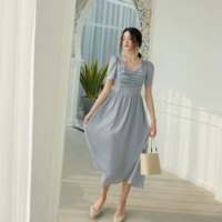 Элитное платье, ретро длинная юбка, короткий рукав, французский ретро стиль