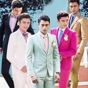 Photo Studio Ảnh Dress Men Hàn Quốc Slim Suit Hiệu suất Máy chủ lưu trữ thông thường Bộ đồ hai mảnh tiếng Anh - Suit phù hợp