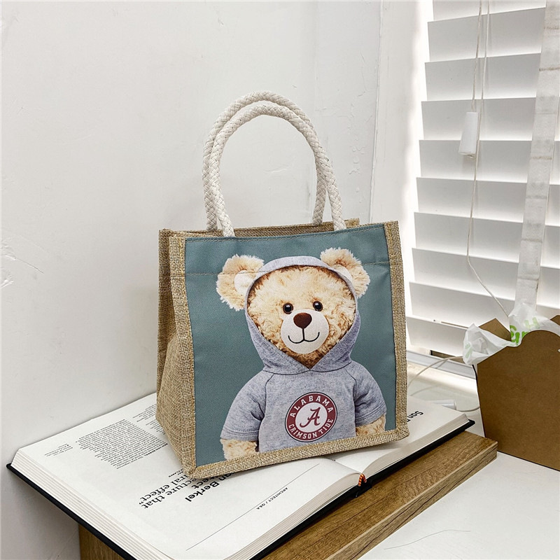 Shangxin Canvas Bag Women's 2022 New Knitted Cute Bear Handbag Trendy High Capacity Shoulder Bag Women's Bag (1627207:28335:sort by color:green)
