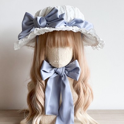 taobao agent [MAID] Original hand -made lolita white dotted thick soup antique umbrella hat doll feel BB hat can be changed