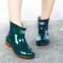 Trung niên mùa đông ngắn ống mưa ấm áp Giày cao gót nữ cộng với nhung chống trượt ủng đi mưa