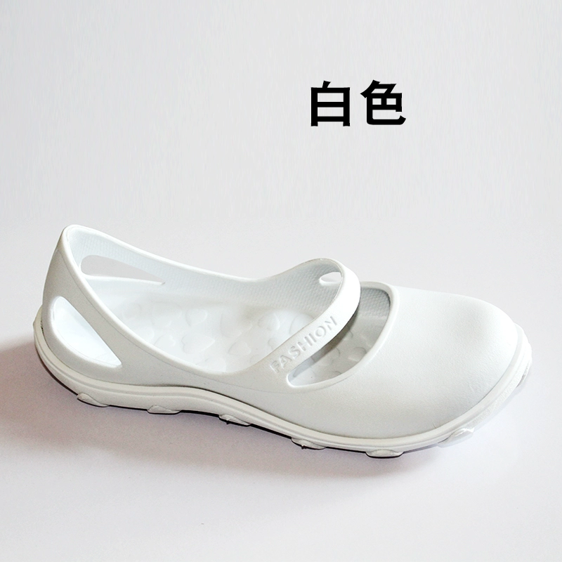 Giày lỗ y tá cho nữ đế mềm chống trượt Giày đi biển Bao Đầu mùa hè bằng phẳng bên ngoài mang dép và dép đế dày mới thời trang 