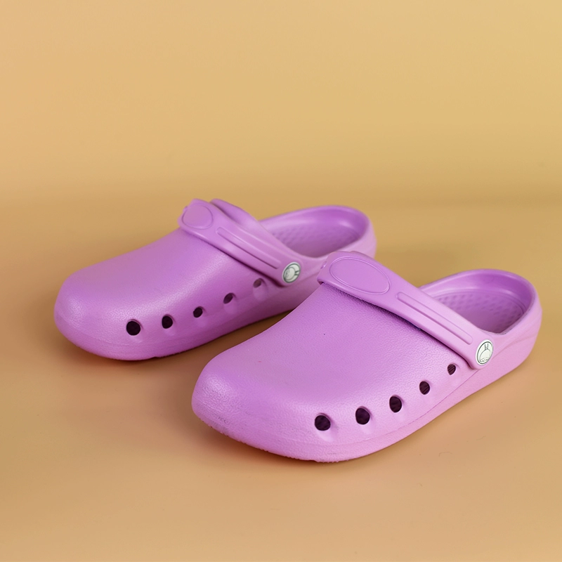 Giày xỏ lỗ cho nữ mùa hè chống trượt y tá đế phẳng Bao Đầu giày đế mềm giày làm vườn bên ngoài mang giày đi biển xăng đan giày ngón chân cái 