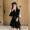 Hàng châu Âu đầu thu 2019 đầu thu nữ triều châu Âu trạm trái tim máy nhỏ váy đen váy ngắn một từ phù hợp với váy - A-Line Váy