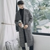 Áo len mùa thu và mùa đông nam phiên bản Hàn Quốc dài qua đầu gối len trench houndstooth cộng với áo cotton dày trung tính kích thước lớn - Áo len Áo len