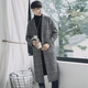 Áo len mùa thu và mùa đông nam phiên bản Hàn Quốc dài qua đầu gối len trench houndstooth cộng với áo cotton dày trung tính kích thước lớn - Áo len