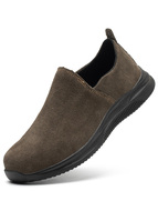 giày công trường không dây Da bò nam mùa hè mũi thép chống đập thủng nhẹ thoáng khí khử mùi chống mài mòn một chân hàn bảo hộ lao động giày bảo hộ lao động giày lười công trường Giày bảo hộ không dây