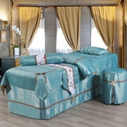 Simple bông denim chăm sóc sắc đẹp bedspread cuối dành riêng massage châu Âu bốn bộ tấm với lỗ - Trang bị tấm