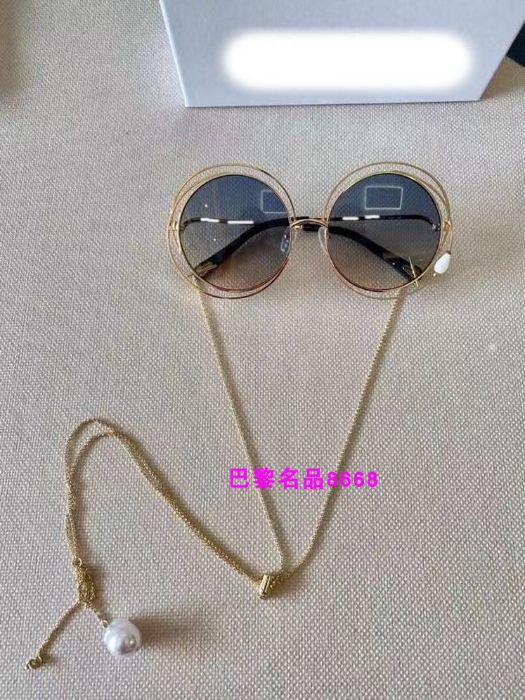 Picture 52021 European and American fashion midfielder personality female Large frame Show thin circular ultraviolet-proof chain Sunglasses Sun glasses
