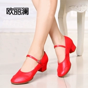 Giày khiêu vũ bốn mùa vuông Li Li với giày khiêu vũ nữ đỏ mềm đế giày khiêu vũ thoáng khí hiệu suất giày khiêu vũ - Khiêu vũ / Thể dục nhịp điệu / Thể dục dụng cụ