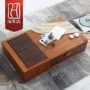 Phong cách mới của Trung Quốc Đồ nội thất phong cách Đông Nam Á Đồ nội thất bằng gỗ óc chó Phòng khách giải trí với ngăn kéo bàn cà phê tre - Bàn trà bàn sofa chân sắt