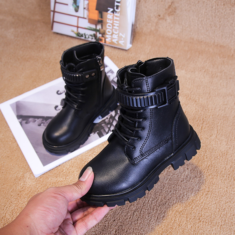 BlackBoy Martin boots 2020 winter new pattern shoes children Adding cotton keep warm Boots girl Plush British style Cotton boots