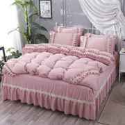 Khăn trải giường giường váy gia đình của bốn bộ một mảnh giường rắn Hàn giường công chúa bảo vệ nhóm trượt 1.2 1.51.8 bụi - Váy Petti