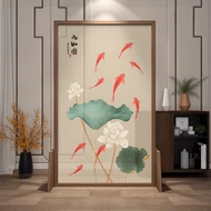 Tùy chỉnh 
            màn hình mới theo phong cách Trung Quốc vách ngăn phòng khách đơn giản hiện đại lối vào hiên phòng ngủ khối nhà chín con cá hình ảnh màn hình ghế di động vách cnc hoa sen