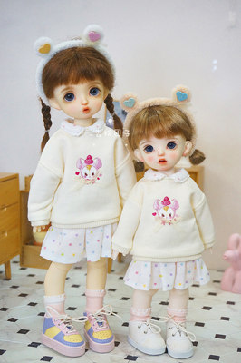 taobao agent [Showa Zoo] BJD6 points baby clothing BJD small six -pointer baby clothing apricot powder group self -made sweater set