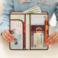 Đa chức năng clip lưu trữ da túi tài liệu túi bảo vệ vé ví dễ thương du lịch dài hộ chiếu PU túi đeo chéo nữ hot trend 2021