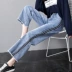 Mùa xuân 2019 mới quần jeans ống rộng nữ rộng eo cao 泫 女装 Quần nữ chín điểm mùa hè quần bó thẳng - Quần jean Quần jean