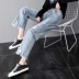 Mùa xuân quần jeans ống rộng nữ rộng eo mùa hè 2019 mới của phụ nữ mùa xuân quần chín thẳng - Quần jean thời trang nữ 2021 Quần jean