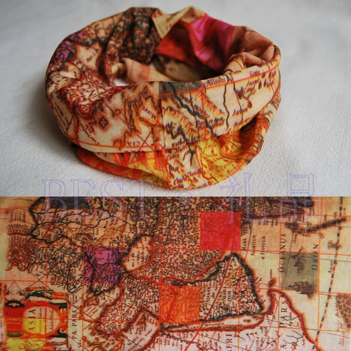 Металлический дорожный музыкальный шарф-платок, карта, в стиле панк