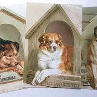 Материал коллажа ручной работы винтажные ретро -фото 3 щенка в собачьем доме 3 6 дюймов