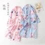 Mùa xuân và mùa hè phần mỏng nữ gạc bông vài chiếc áo choàng nam kimono Nhật Bản váy ngủ mồ hôi hấp quần áo đồ ngủ