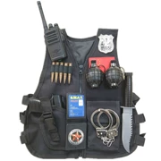 Cậu bé đồ chơi súng đặt trẻ em cảnh sát nhỏ trang phục chiến thuật vest cs thực tế đạo cụ mô phỏng trận chiến điện