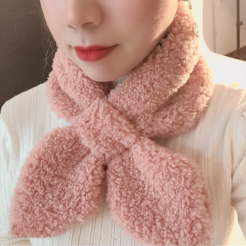 Watermelon RedLate late Same ins the republic of korea Knitting wool Neck cover overlapping fish tail Neckline bow Small scarf female Autumn and winter
