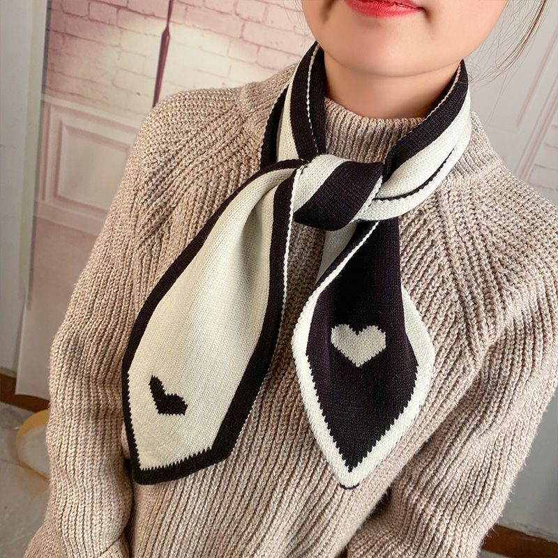 Love Black + WhiteLate late Same ins the republic of korea Knitting wool Neck cover overlapping fish tail Neckline bow Small scarf female Autumn and winter