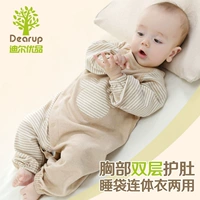 Bộ đồ ngủ bé gái cotton mùa xuân và mùa thu mùa thu mùa thu ngủ hai lớp quần áo tu sĩ bụng quần áo bé - Áo liền quần quần áo trẻ em hàn quốc