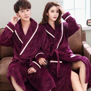 Áo ngủ dày mùa đông flannel vài bộ đồ ngủ áo choàng tắm nữ san hô nhung áo choàng nam cộng với dịch vụ nhà mùa thu Changchun