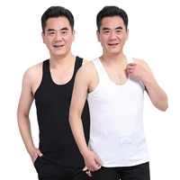 Áo vest nam trung niên và lớn tuổi hơn áo cotton nam cha mùa xuân và mùa hè lỏng lẻo áo len trắng áo 3 lỗ nam