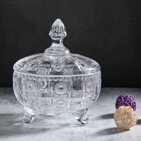 Европейский стиль Crystal Big Three, прозрачная стеклянная конфетка, креативная сахарная цилиндра для хранения танка, крышка пыли -защищенные водяные фрукты, гостиная гостиная