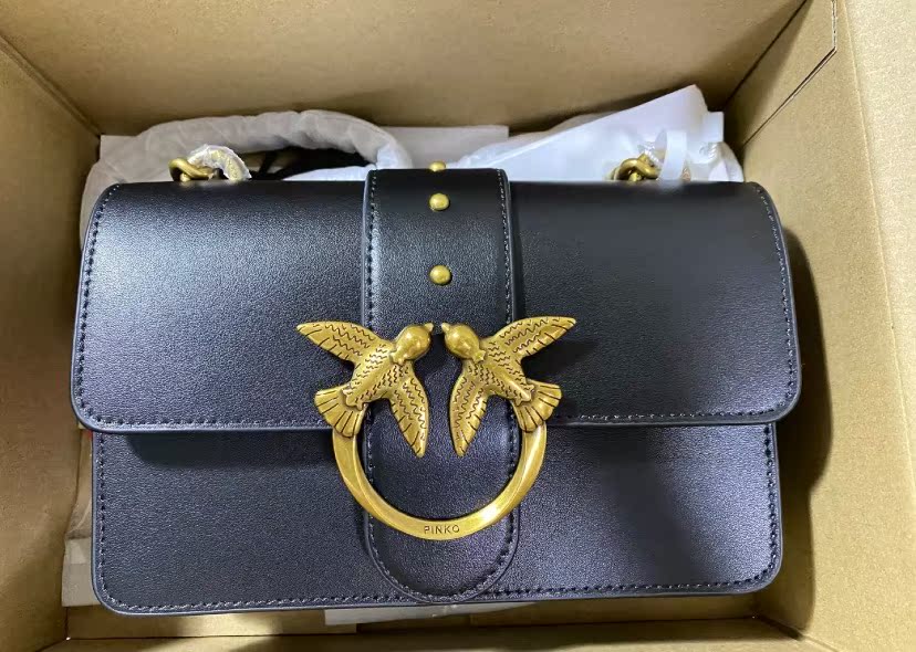 21 Small Black Gold2021 new pattern quality goods Purchasing agent PINKO Swallow bag Pingao Dionysus Female bag One shoulder Messenger Chain package Official website