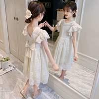 Летний кружевной милый наряд маленькой принцессы, цветное платье, в корейском стиле, в западном стиле, подходит для подростков, популярно в интернете, 8-12 лет