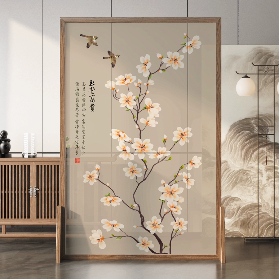 Tùy chỉnh 
            vách ngăn gỗ nguyên khối phòng khách phong cách Trung Quốc mới tại nhà phòng ngủ chặn đầu giường văn phòng phòng trà lối vào nhà hàng hoa và chim vách ngăn phòng di động 