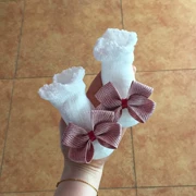 Hàn Quốc nguyên bản bột nơ bé mùa hè mỏng mảnh cotton vớ bé miệng rộng ren vớ vớ tiệc - Vớ