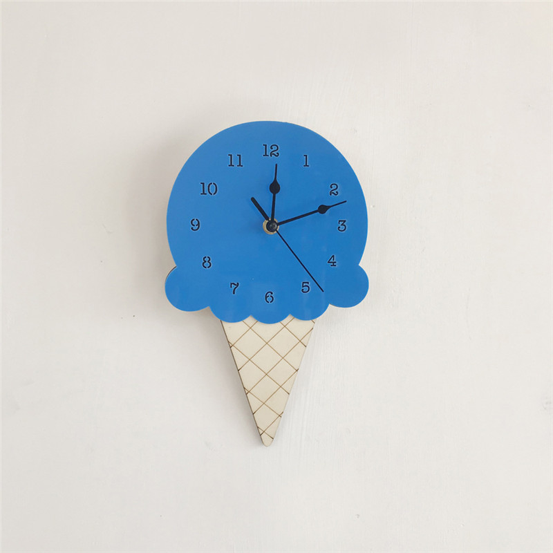 Ice Cream Rabbit Wood Children's Room Silent Pendulum Wooden Wall Decoration Pendant Clock_voghion.com