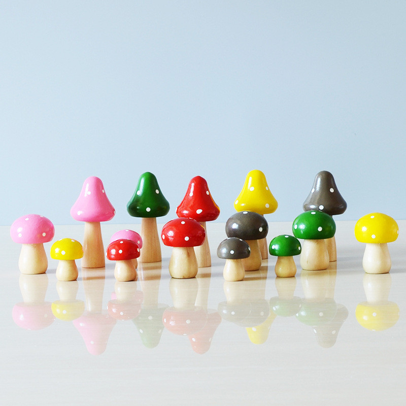 Piccoli ornamenti di simulazione in legno, decorazioni carnose di decorazioni bonsai, micro paesaggi, funghi in vaso_voghion.com