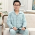 2021 phong cách mới pijama nam dài tay cotton mùa xuân và mùa thu người trung niên và người cao tuổi dịch vụ tại nhà quần vải nam Bộ đồ