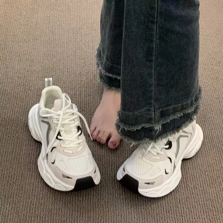 Кроссовки Huaqiang Huali сетчатые дышащие повседневные dad shoes женские, 2023 новые женские кроссовки, спортивные кроссовки, универсальная толстая подошва, сетчатые