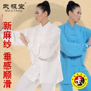 Wujitang hot new mùa xuân và mùa hè sợi gai dầu mới dài tay Tai Chi quần áo tập thể dục quần áo 8 lựa chọn màu sắc đàn hồi thở treo lên