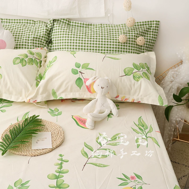 All -cotton encrypted oblique cotton cloth /old coarse cloth broken floral dormitory girl pure cotton sheet quilt pillow case