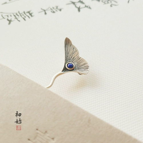 Китайская шпилька, ретро инкрустация камня, подвеска, серебро 925 пробы