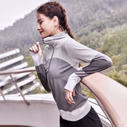 Áo khoác thể thao mỏng cho nữ tay áo dài màu sắc phù hợp với dây kéo cổ áo yoga chạy áo khoác thể dục - Áo khoác thể thao / áo khoác